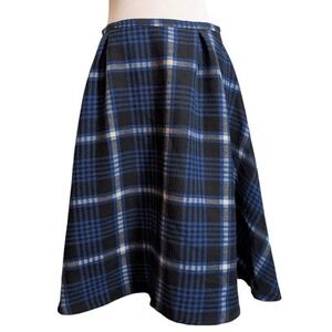 Milk Bar Women's A-Line Blue, White, Black Plaid Tartan Skirt Size Medium